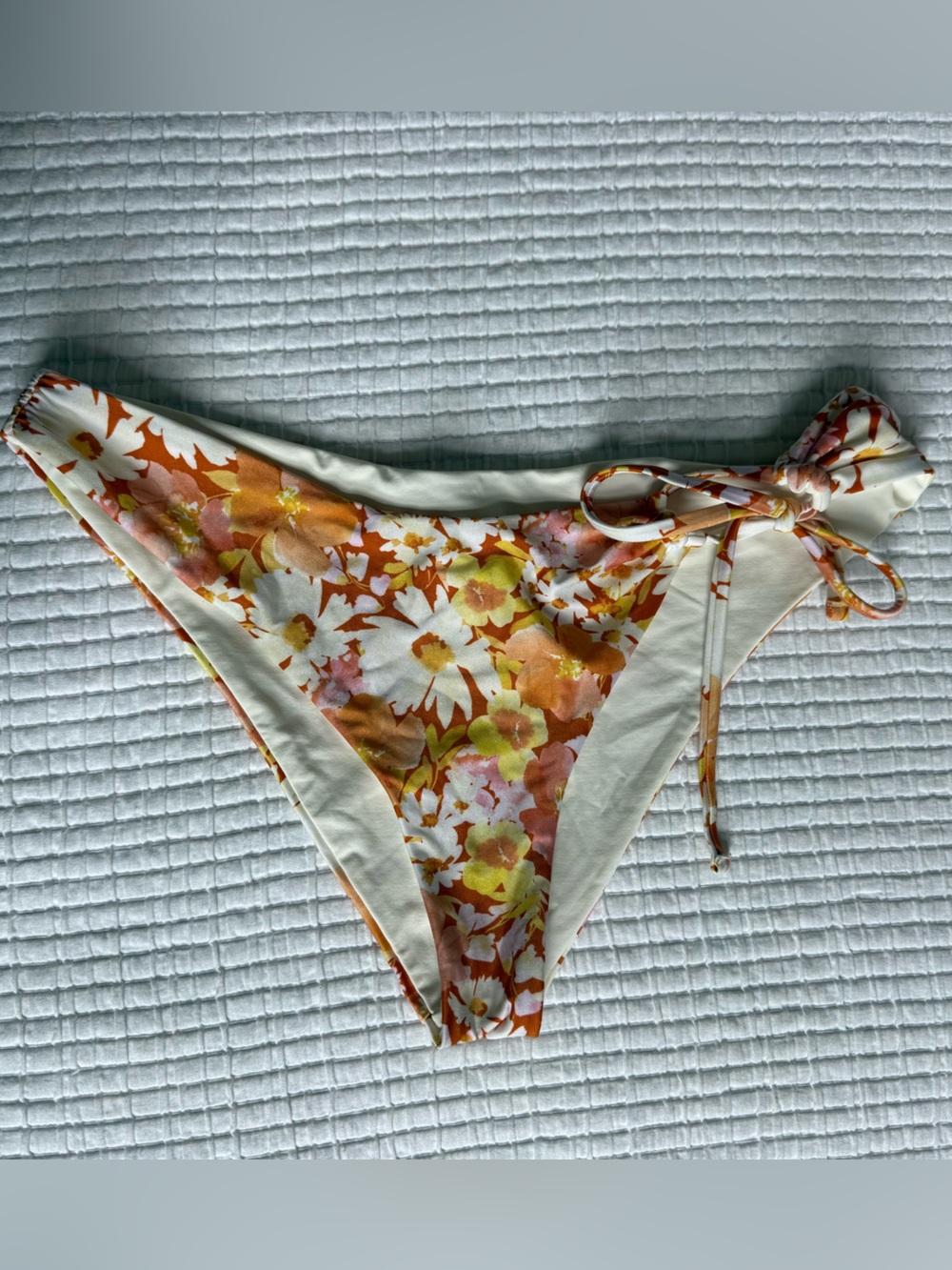 Lspace Floral Tie-Side Bikini Bottom in Cream & Orange